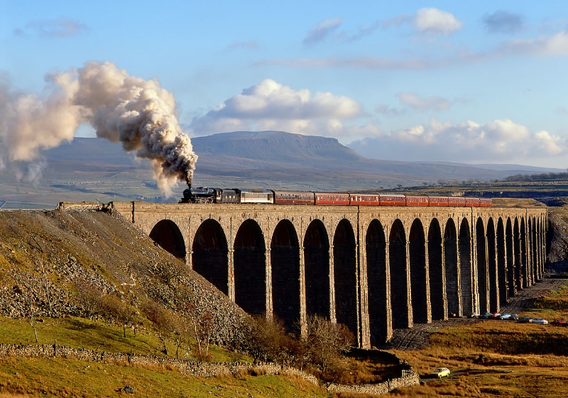 Ribblehead Viaduct And Steam Train View From The Air Brigantes Ribblehead Viaduct And Steam Train View From The Air Brigantes